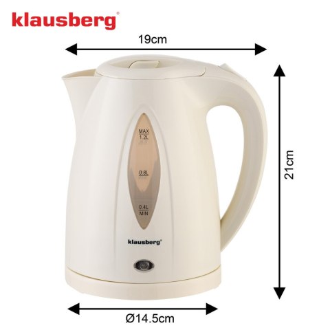 Czajnik elektryczny 1,2 L, kremowy, LED, szybkie gotowanie, KLAUSBERG KB-9002