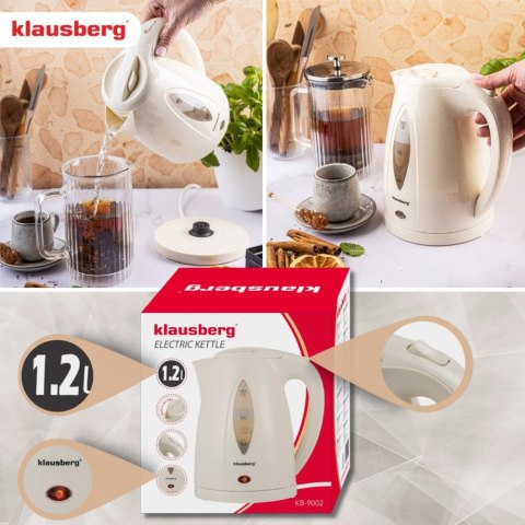 Czajnik elektryczny 1,2 L, kremowy, LED, szybkie gotowanie, KLAUSBERG KB-9002