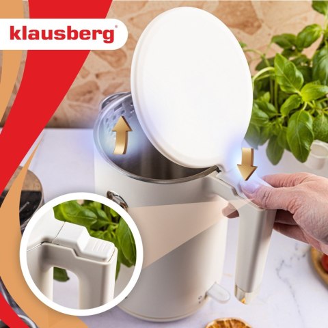 Czajnik elektryczny, 1,7 L, kremowy stal 304, KLAUSBERG KB-9004