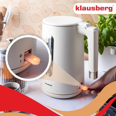 Czajnik elektryczny, 1,7 L, kremowy stal 304, KLAUSBERG KB-9004