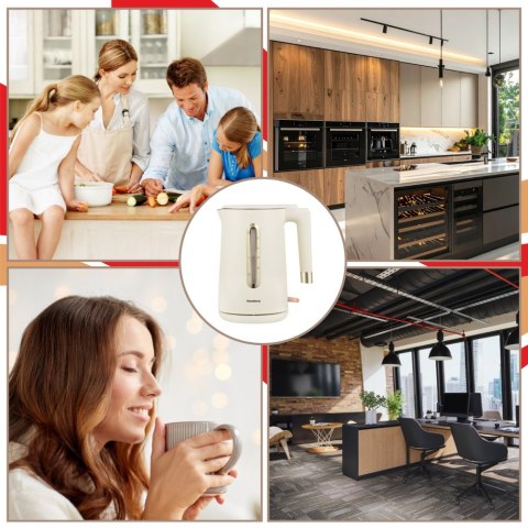 Czajnik elektryczny, 1,7 L, kremowy stal 304, KLAUSBERG KB-9004