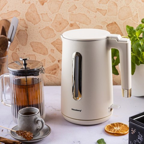 Czajnik elektryczny, 1,7 L, kremowy stal 304, KLAUSBERG KB-9004