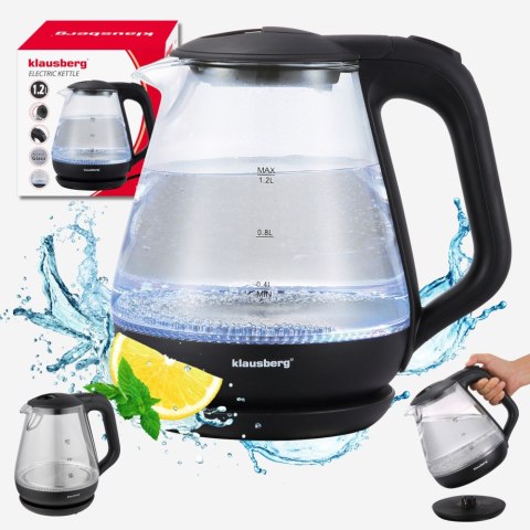 Czajnik elektryczny, szklany, 1,2 L, LED, KLAUSBERG KB-9003