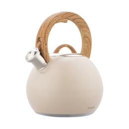 Czajnik stalowy na gaz indukcja 3L z gwizdkiem uchwyt Soft-Touch beżowy mat KLAUSBERG KB-7956