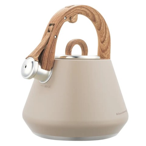 Czajnik stalowy z gwizdkiem 2,5 L beżowy, indukcja, KLAUSBERG KB-7950