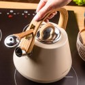 Czajnik stalowy z gwizdkiem 2,5 L beżowy, indukcja, KLAUSBERG KB-7950