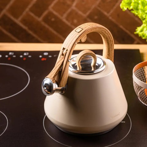 Czajnik stalowy z gwizdkiem 2,5 L beżowy, indukcja, KLAUSBERG KB-7950