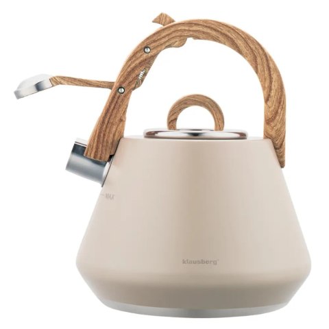 Czajnik stalowy z gwizdkiem 2,5 L beżowy, indukcja, KLAUSBERG KB-7950