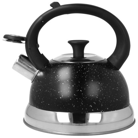 Czajnik stalowy z gwizdkiem tradycyjny na indukcję 2.5L czarny marmurek BRUNBESTE BB-2393