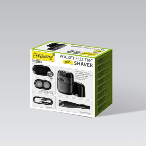 Golarka elektryczna męska do brody podróżna turystyczna 2 głowice USB C MAESTRO MR-671