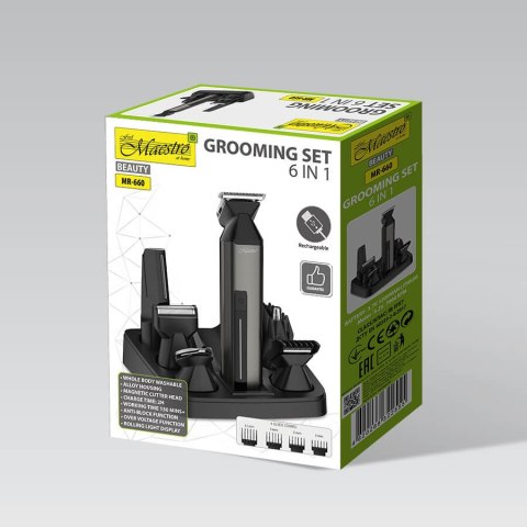 Maszynka do strzyżenia włosów zestaw 6w1 USB C MAESTRO MR-660