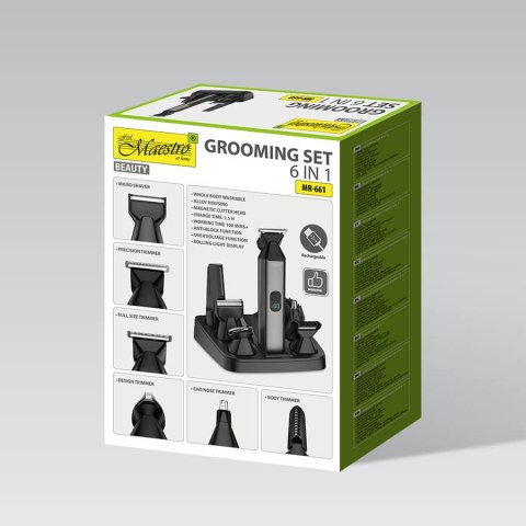 Maszynka do strzyżenia włosów zestaw 6w1 USB C MAESTRO MR-661