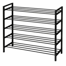 Metalowa półka na buty obuwie regał stojak 4 poziomy czarna 65x90x26cm BRUNBESTE BB-3551