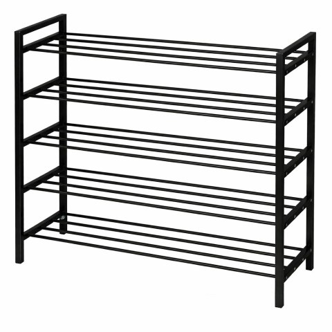 Metalowa półka na buty obuwie regał stojak 4 poziomy czarna 65x90x26cm BRUNBESTE BB-3551