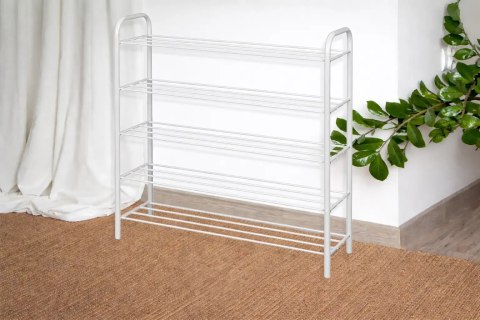 Metalowa półka na buty obuwie regał stojak 5 poziomowa biała 79.5x91x26cm BRUNBESTE BB-3546