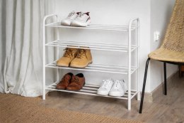 Metalowa półka na buty obuwie regał stojak organizer 4 poziomy biała 79.5x72x26cm BRUNBESTE BB-3544