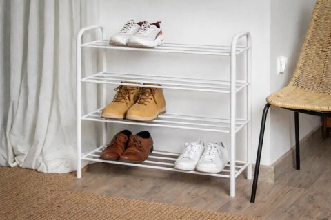 Metalowa półka na buty obuwie regał stojak organizer 4 poziomy biała 79.5x72x26cm BRUNBESTE BB-3544