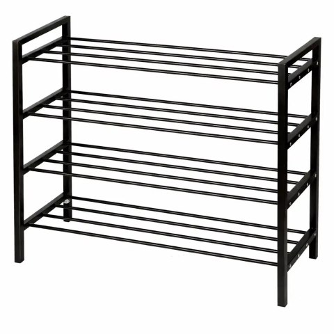 Metalowa półka na buty obuwie regał stojak organizer 5 poziomów czarna 65.5x70x26cm BRUNBESTE BB-3547