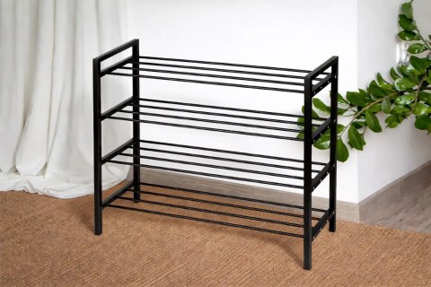 Metalowa półka na buty obuwie regał stojak organizer 5 poziomów czarna 65.5x70x26cm BRUNBESTE BB-3547