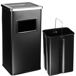Popielnica z koszem na śmieci stojąca zewnętrzna DUŻA czarna 30L BRUNBESTE BB-2612