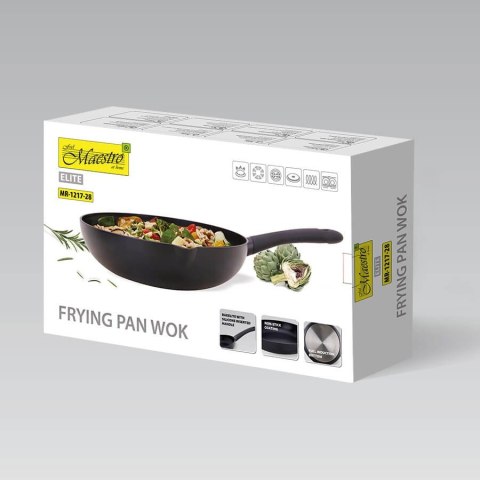 Wok marmurkowy do smażenia na gaz indukcję nieprzywierający 28cm MAESTRO MR-1217-28
