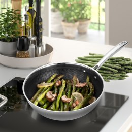 Wok patelnia głęboka 3-warstwowa NON-STICK plaster miodu indukcja 30cm MAESTRO MR-1224-30