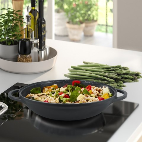Wok z pokrywką patelnia głęboka non-stick nieprzywierająca duża 32cm MAESTRO MR-4832