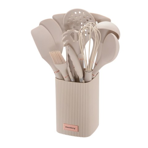 Zestaw przyborów kuchennych 12 el. beżowy silikonowy, KLAUSBERG KB-9012