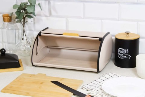 Chlebak metalowy pojemnik na chleb pieczywo bułki 35x24x14.5cm beżowy BRUNBESTE BB-7703