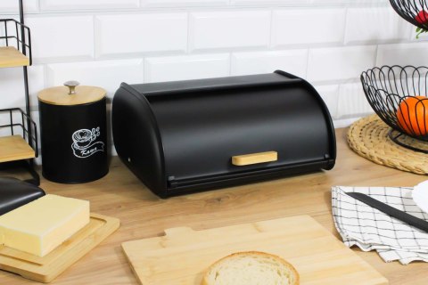 Chlebak metalowy pojemnik na chleb pieczywo bułki 35x24x14.5cm czarny BRUNBESTE BB-7702