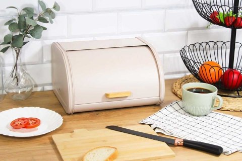 Chlebak stalowy mały 30cm pojemnik na chleb pieczywo BRUNBESTE BB-7701 Beżowy