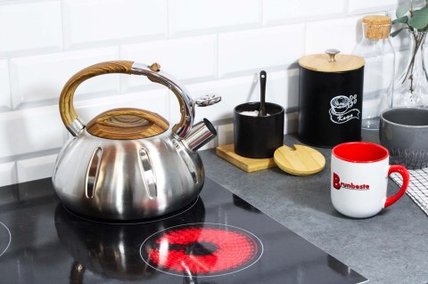 Czajnik stalowy z gwizdkiem duży 3L na indukcję ze żłobieniami BRUNBESTE BB-2433