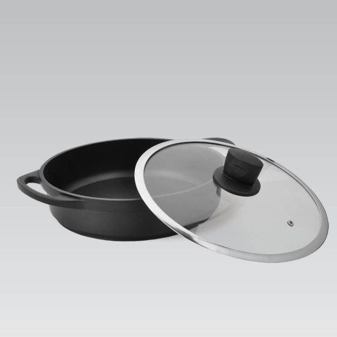 Garnek niski płaski z pokrywką 28cm 3.8L czarny MAESTRO MR-4328-S