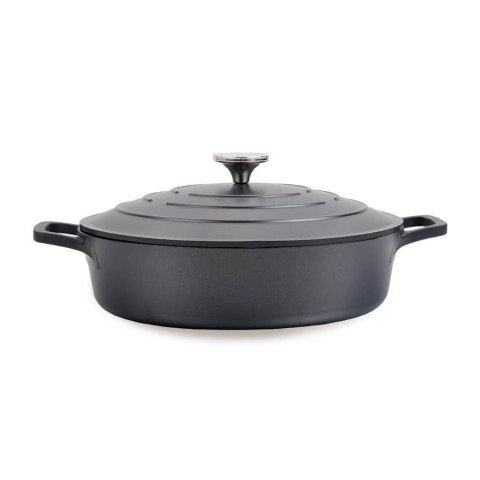 Garnek niski płaski z pokrywką 28cm 4.0L czarny MAESTRO MR-4528-S
