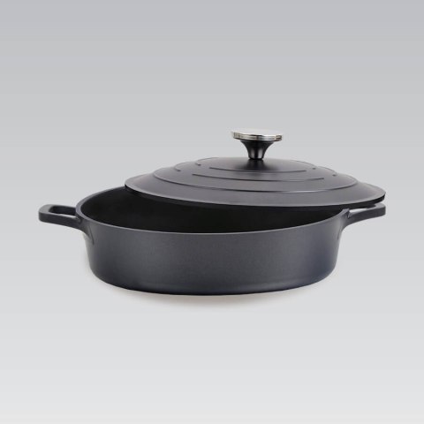 Garnek niski płaski z pokrywką 28cm 4.0L czarny MAESTRO MR-4528-S