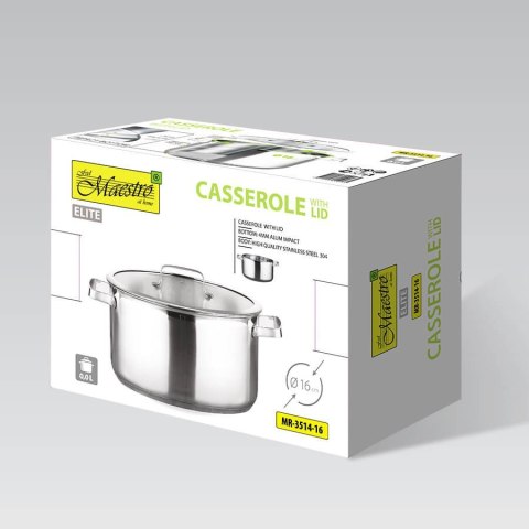 Garnek stalowy z pokrywką na indukcję gaz 16cm 1.3L MAESTRO MR-3514-16