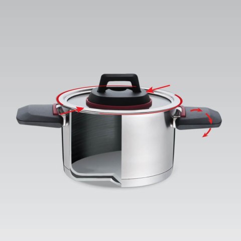 Garnek stalowy z pokrywką na indukcję gaz 16cm 1.6L MAESTRO MR-3530-16