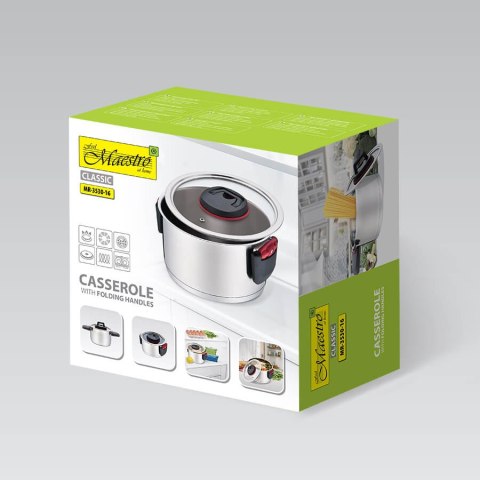 Garnek stalowy z pokrywką na indukcję gaz 16cm 1.6L MAESTRO MR-3530-16