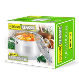 Garnek stalowy z pokrywką na indukcję gaz 16cm 2.1L MAESTRO MR-3512-16