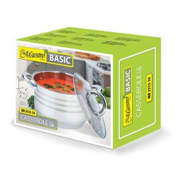 Garnek stalowy z pokrywką na indukcję gaz 16cm 2.1L MAESTRO MR-3513-16