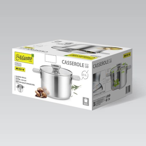 Garnek stalowy z pokrywką na indukcję gaz 18cm 2.5L MAESTRO MR-3521-18