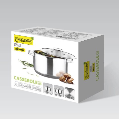Garnek stalowy z pokrywką na indukcję gaz 20cm 2.5L MAESTRO MR-3514-20