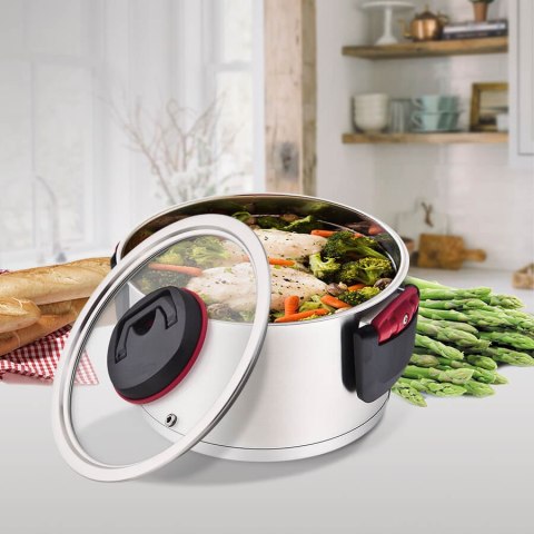 Garnek stalowy z pokrywką na indukcję gaz 24cm 5.5L MAESTRO MR-3530-24