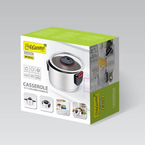 Garnek stalowy z pokrywką na indukcję gaz 24cm 5.5L MAESTRO MR-3530-24