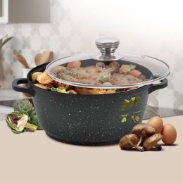 Garnek z pokrywką indukcja gaz 18cm 1.7L czarny marmurek MAESTRO MR-4218