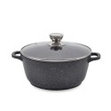 Garnek z pokrywką indukcja gaz 20cm 2.4L czarny marmurek MAESTRO MR-4220