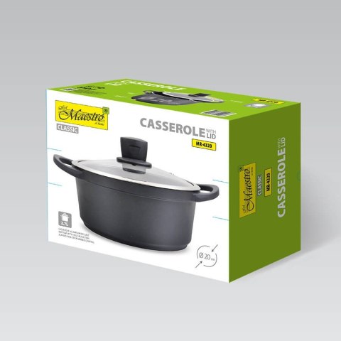 Garnek z pokrywką indukcja gaz 20cm 2.7L czarny MAESTRO MR-4320