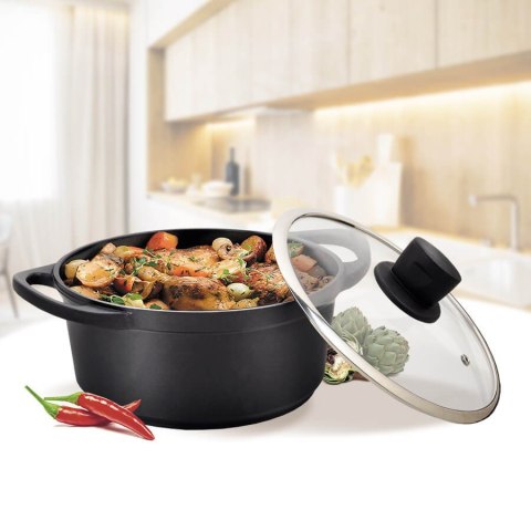 Garnek z pokrywką indukcja gaz 24cm 4.3L czarny MAESTRO MR-4324