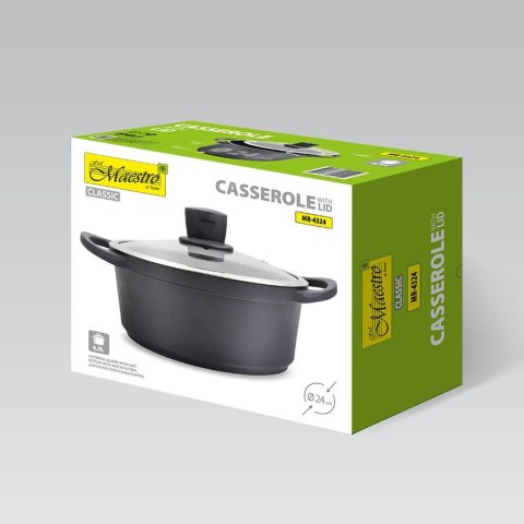 Garnek z pokrywką indukcja gaz 24cm 4.3L czarny MAESTRO MR-4324