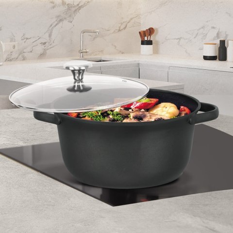 Garnek z pokrywką indukcja gaz 24cm 4.6L czarny MAESTRO MR-4027-24